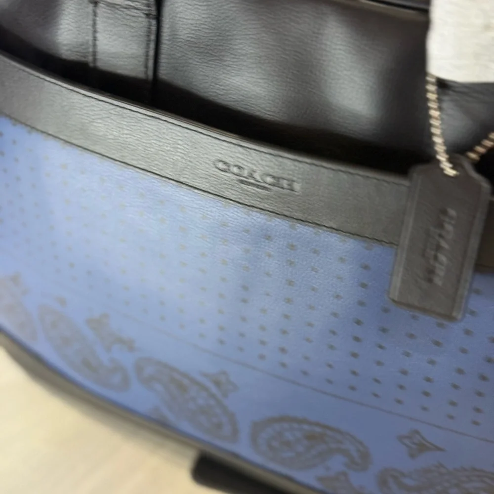 Coach Hamilton Blue and Black Paisley Leather Briefcase